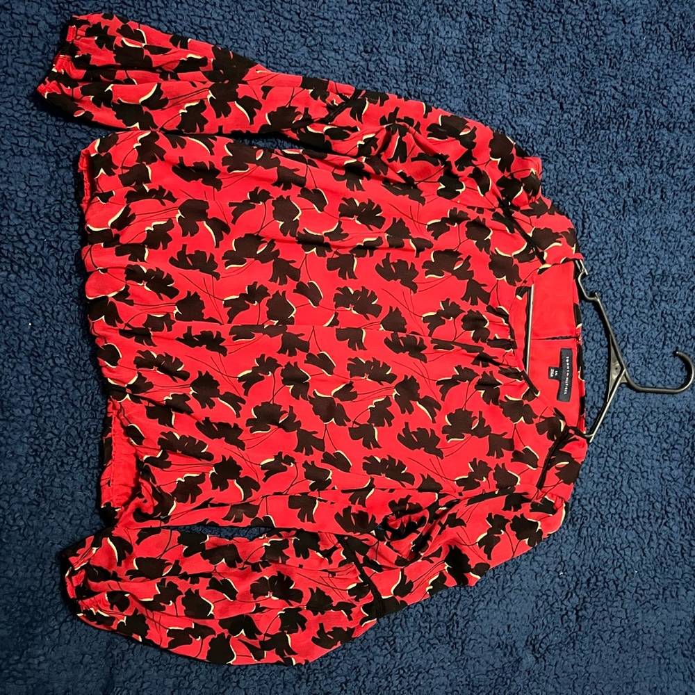 Red and Black Floral Blouse